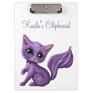 Purple Kitty Personalized Clipboard