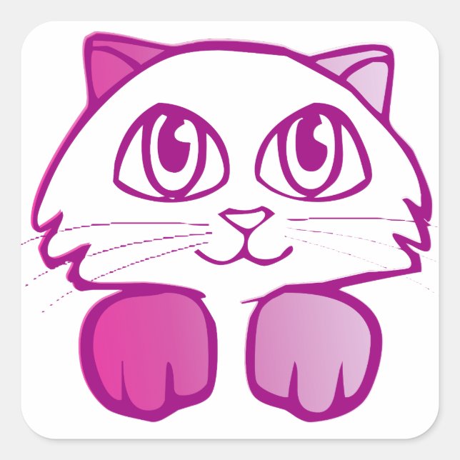 Purple Kitty Square Sticker (Front)