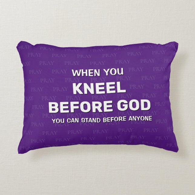 Purple KNEEL BEFORE GOD Prayer Accent Pillow (Front)
