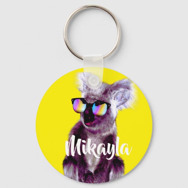 Purple Koala Chills in Shades Keychain (Front)