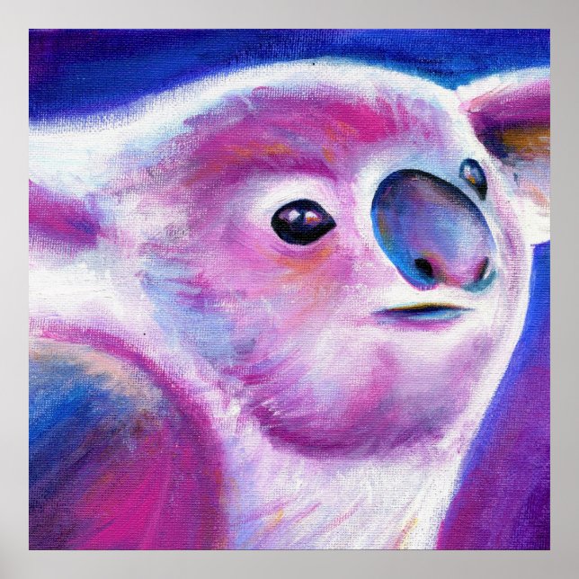 Purple Koala face whimsical animal art Poster (Front)