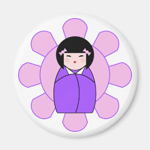 Purple Kokeshi Doll Magnet