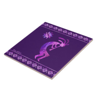 Purple Kokopelli Ceramic Tile