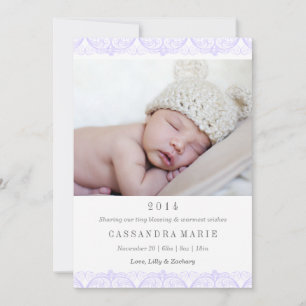 Purple Lace Birth Announcement