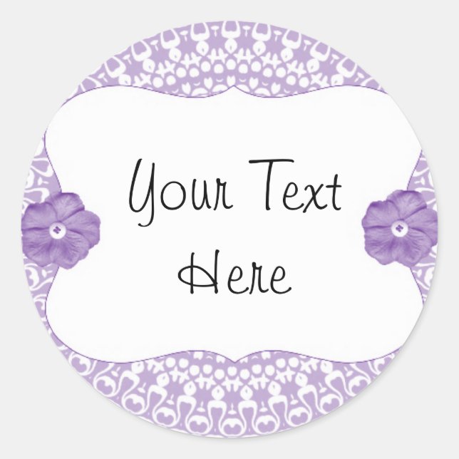 Purple Lace Flower Cup cake Toppers/Labels/Sticker Classic Round Sticker (Front)