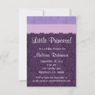 Purple Lace Little Princess Girl Baby Shower S210 Invitation