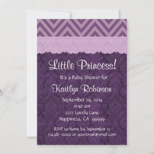 Purple Lace Little Princess Girl Baby Shower S21C Invitation