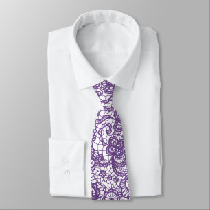 Purple Lace On White Tie