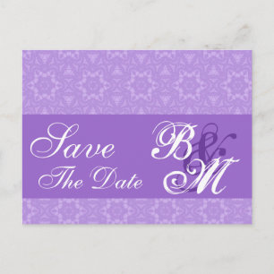 Purple Lace Stars Pattern Save the Date V6 Announcement Postcard