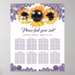 Purple Lace Sunflower Wedding Seating Chart 8