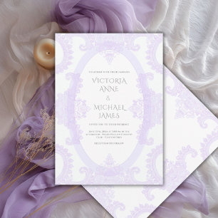 Purple Lace Whimsical Vintage Wedding  Invitation
