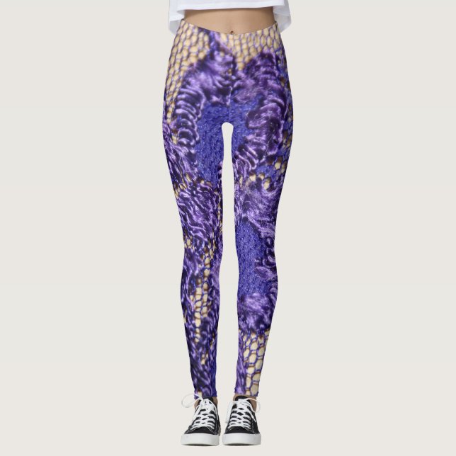 purple Lacey lingerie look Leggings (Front)