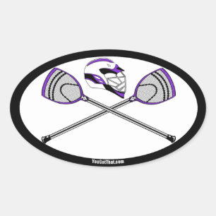 Purple Lacrosse Goalie Sticks and Helmet Oval Sticker