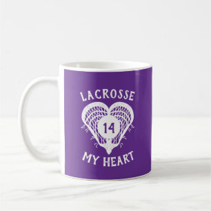 Purple Lacrosse My Heart Coffee Mug
