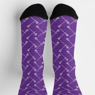 Purple Lacrosse White Sticks Patterned Socks