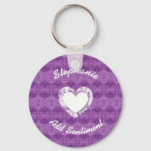 Purple Lacy Grunge Wedding Collection Z16 Keychain