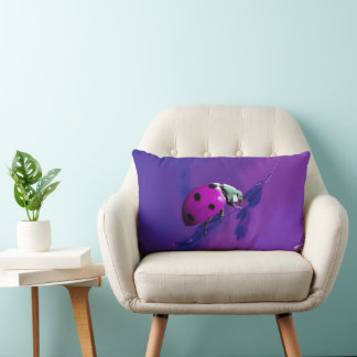 Purple Ladybug Lumbar Pillow