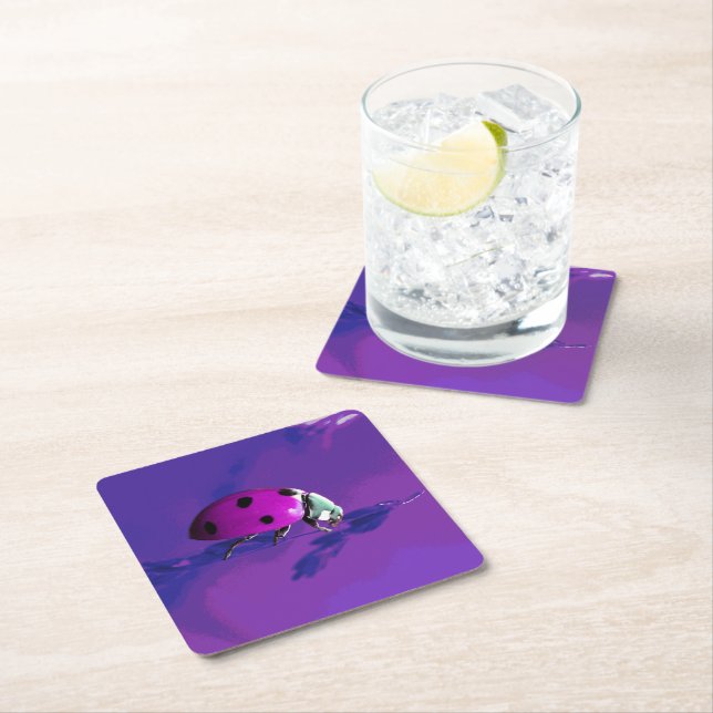 Purple Ladybug Paper Coaster (Insitu)