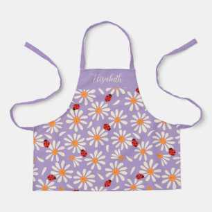 Purple Ladybugs & Daisies Personalized Kids Apron