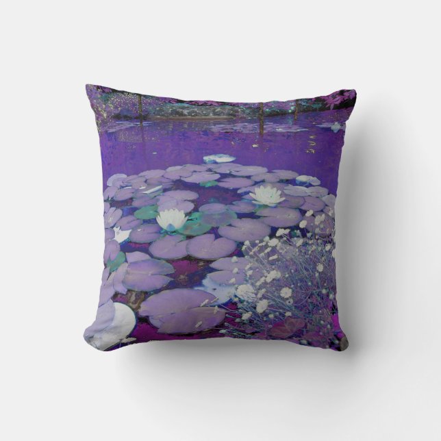 Purple Lake Dreaming Throw Pillow (Front)