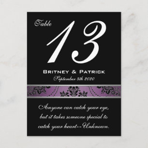 Purple Lapis Damask Table Number Card