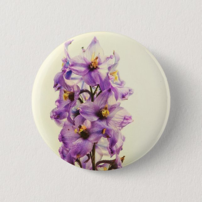 Purple Larkspur Delphinium 2 Inch Round Button (Front)