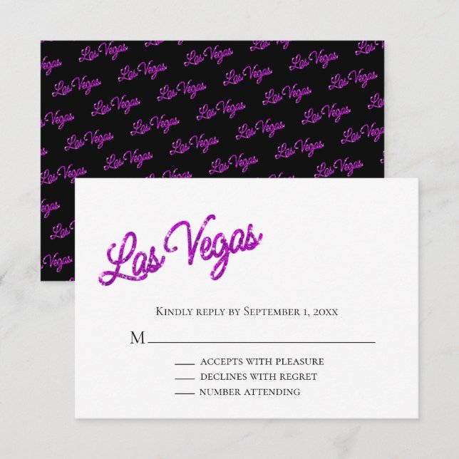 Purple Las Vegas Sparkles Wedding RSVP Invitation (Front/Back)