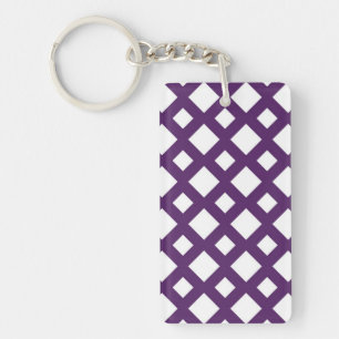 Purple Lattice on White Keychain