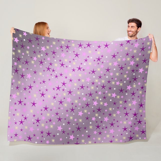 purple,laughing, happy, stars, rainbow, colours, fleece blanket (In Situ)