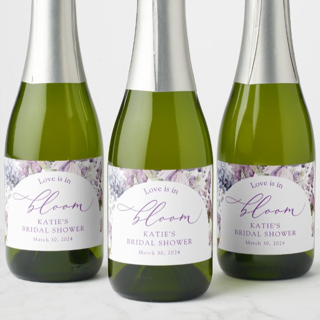 Purple + Lavande Floral Mini Étiquette Champagne (Créateur téléchargé)