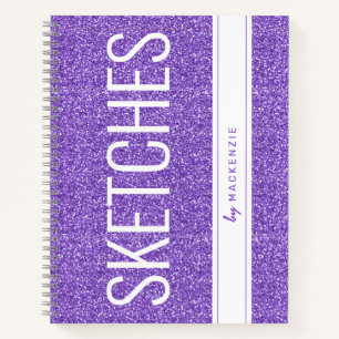Purple Lavende Glitter Sketch Book Personalized