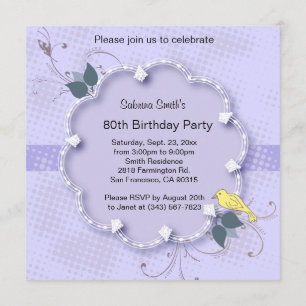 Purple Lavender 80th Birthday Party DIY Text Invitation