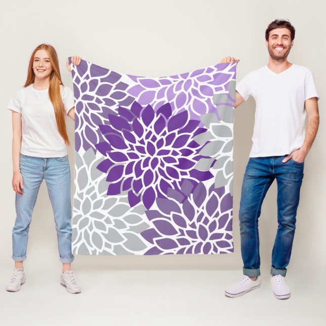 Purple Lavender Abstract Floral Fleece Blanket (In Situ)