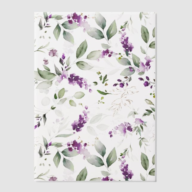 Purple Lavender and Greenery Vellum Overlay Invitations (Front)