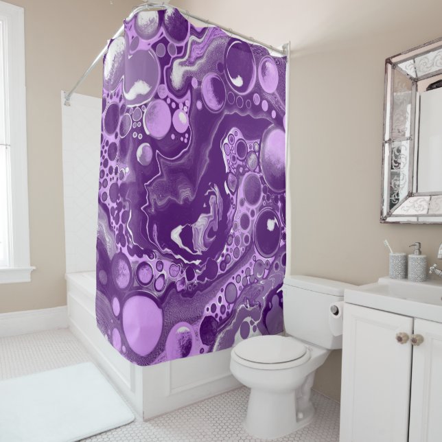 Purple. Lavender and Grey Marble Fluid Art Cells (In Situ)