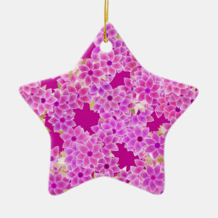 Purple, lavender and plum flowers, plum background ceramic ornament