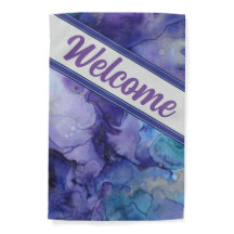 Purple Lavender Aqua Welcome Garden Flag