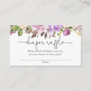 Purple lavender baby shower diaper raffle cards