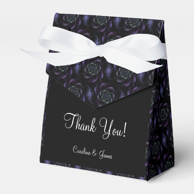 Purple Lavender Black Teal Floral Favor Box (Front Side)