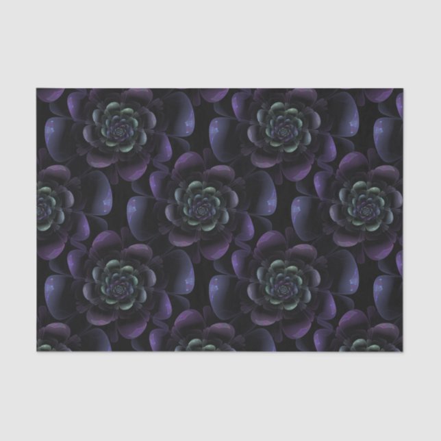 Purple Lavender Black Teal Floral Tissue Paper (Front)