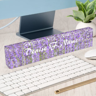 Purple Lavender Blooms Personalized Floral Nameplate