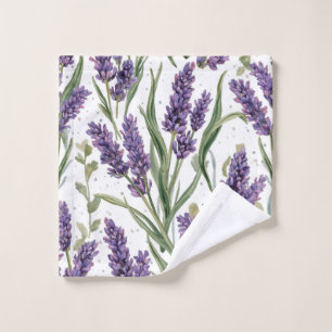 Purple Lavender Blooms Watercolor Botanical Wash Cloth