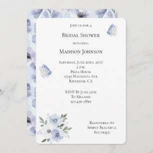 Purple Lavender Butterflies Floral Bridal Shower Invitation