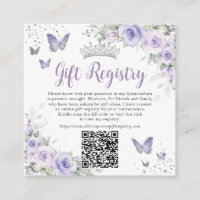 Purple Lavender Butterflies Quinceanera QR Gift