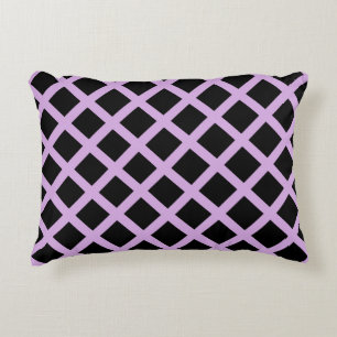 Purple Lavender Chequered Diamond Stripes Pattern Accent Pillow