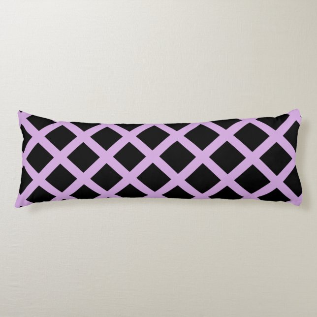 Purple Lavender Chequered Diamond Stripes Pattern Body Pillow (Front)