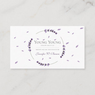 Purple Lavender Circle Frame Essential Oils Business Card
