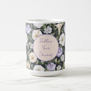 Purple Lavender Cream Petunia Flowers Coffee Mug