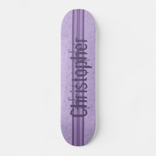 Purple Lavender Custom Striped Monogram Skateboard