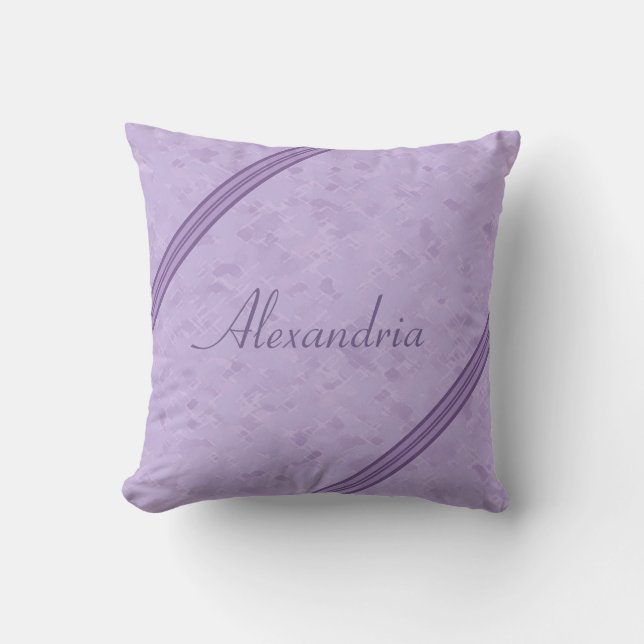 Purple Lavender Custom Striped Monogram Throw Pillow (Front)